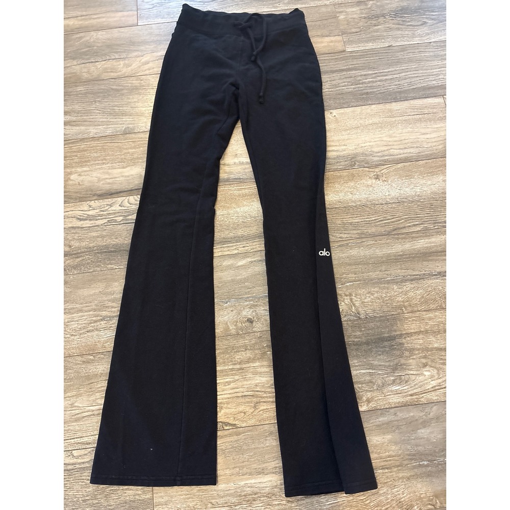 Alo Yoga Black Flare Lounge Pants Drawstring Bootcut Yoga Trousers Womens